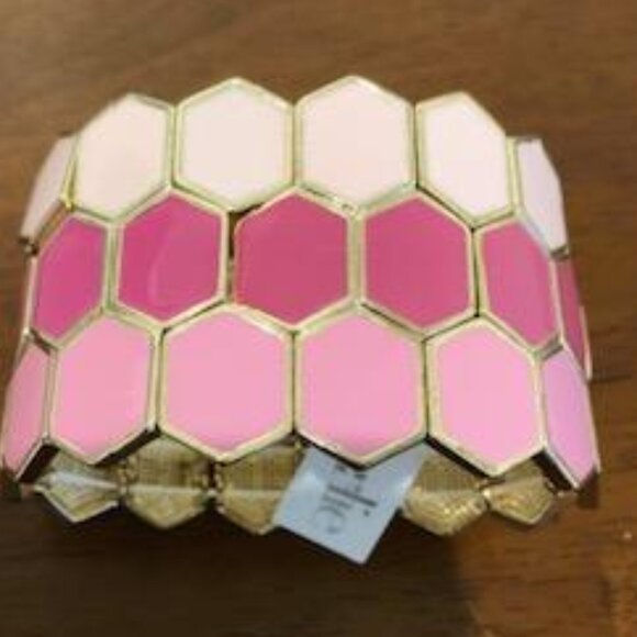Charming Charlie Chunky Pink Gold Tone Geometric Design Bracelet NWT. - Picture 12 of 12